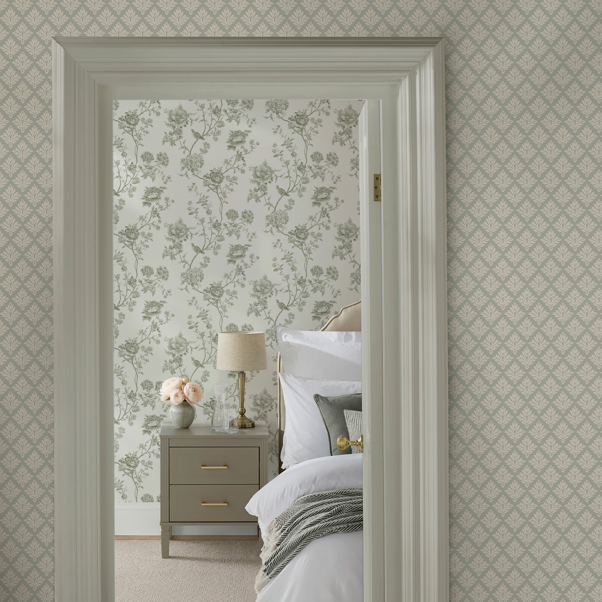 Artisan Floral Wallpaper in fennel seed color - pattern number 146814 - by Martha Stewart in the Martha Stewart AW26 collection