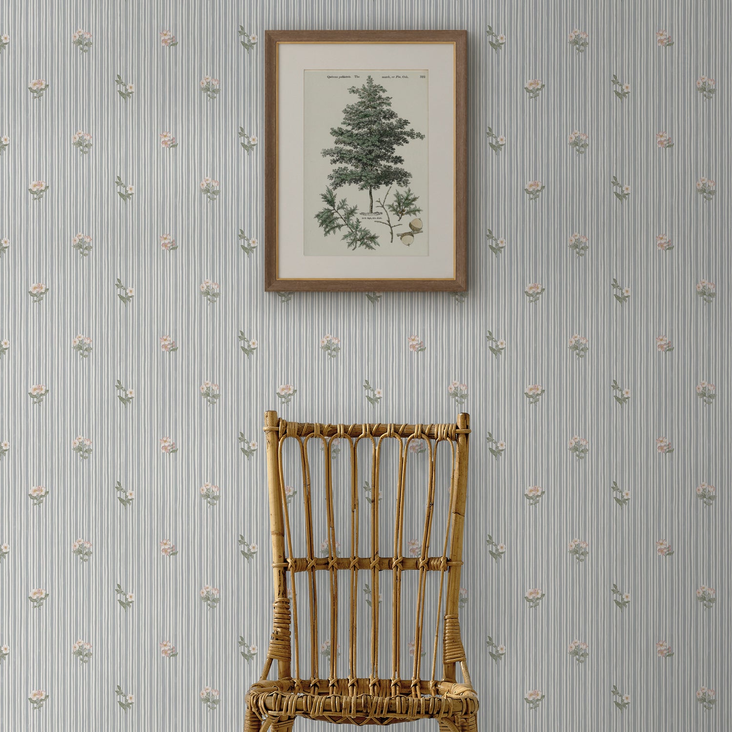 Garden Stripe Wallpaper in grey blue color - pattern number 146815 - by Martha Stewart in the Martha Stewart AW26 collection