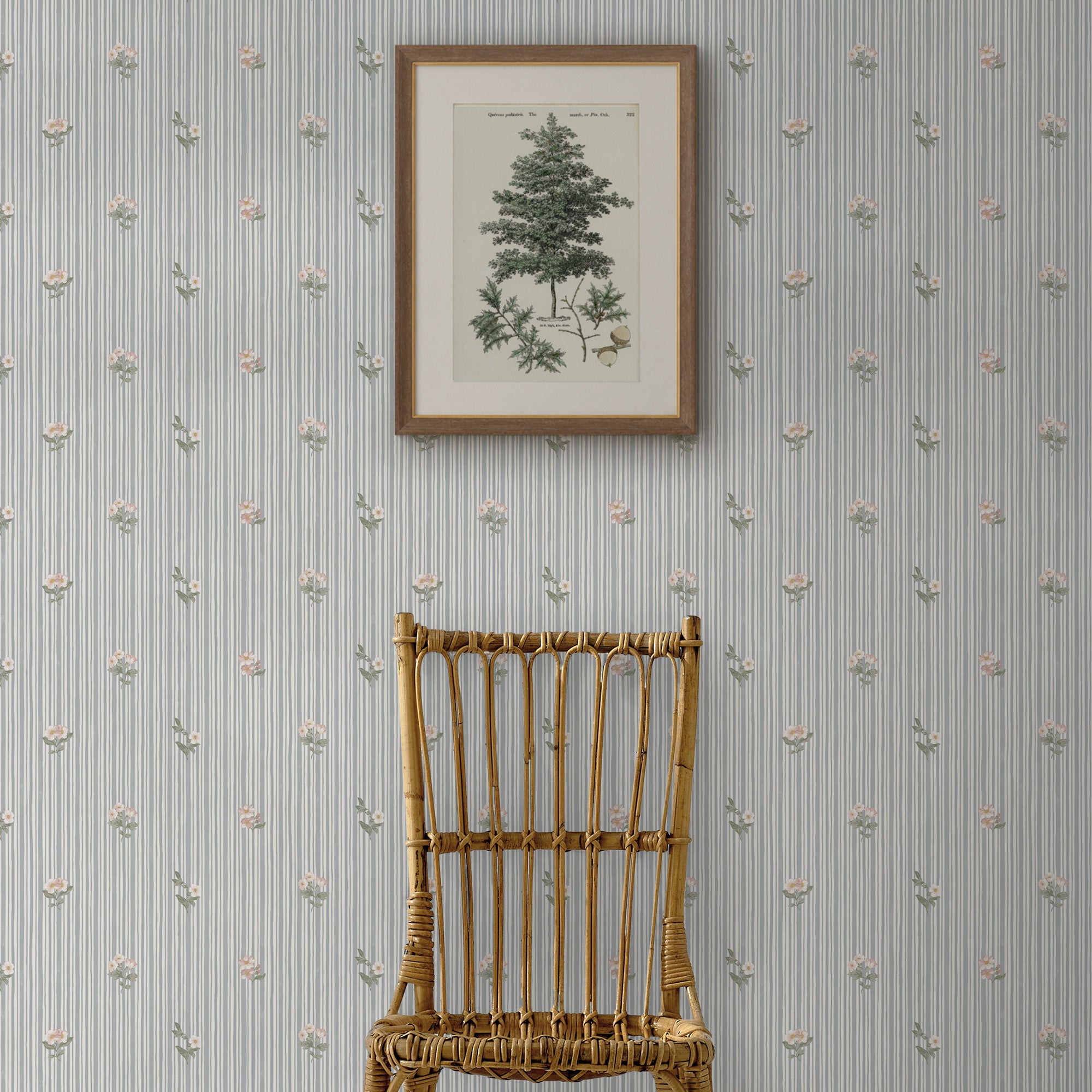Garden Stripe Wallpaper in grey blue color - pattern number 146815 - by Martha Stewart in the Martha Stewart AW26 collection