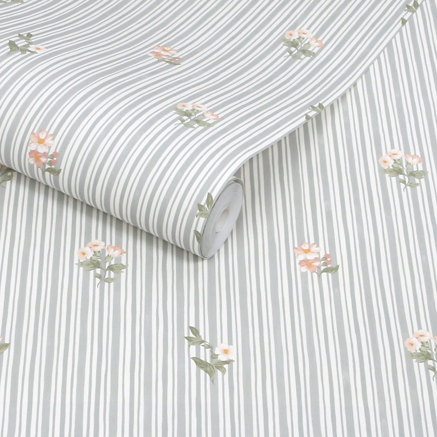 Garden Stripe Wallpaper in grey blue color - pattern number 146815 - by Martha Stewart in the Martha Stewart AW26 collection