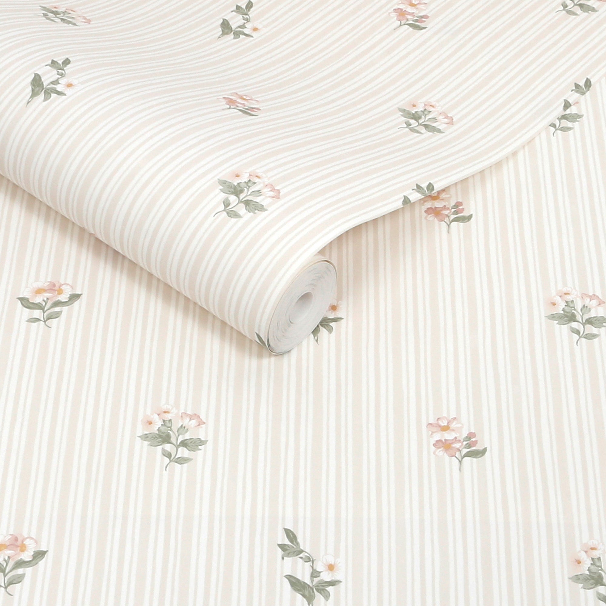 Garden Stripe Wallpaper in linen color - pattern number 146817 - by Martha Stewart in the Martha Stewart AW26 collection