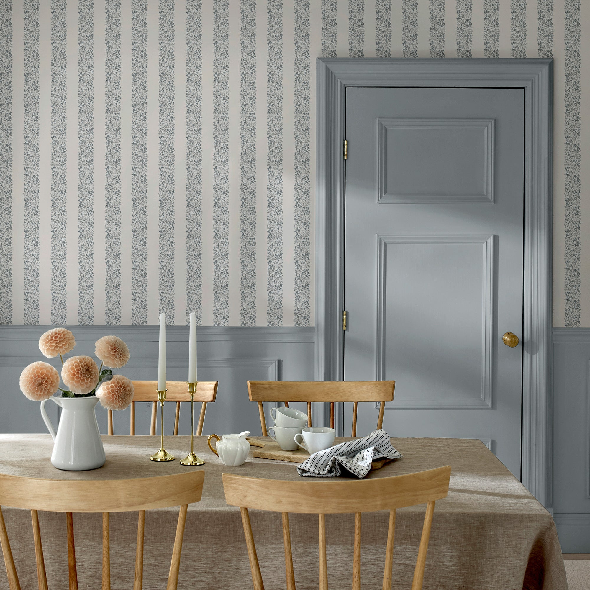Heritage Garden Stripe Wallpaper in tarn color - pattern number 146818 - by Martha Stewart in the Martha Stewart AW26 collection