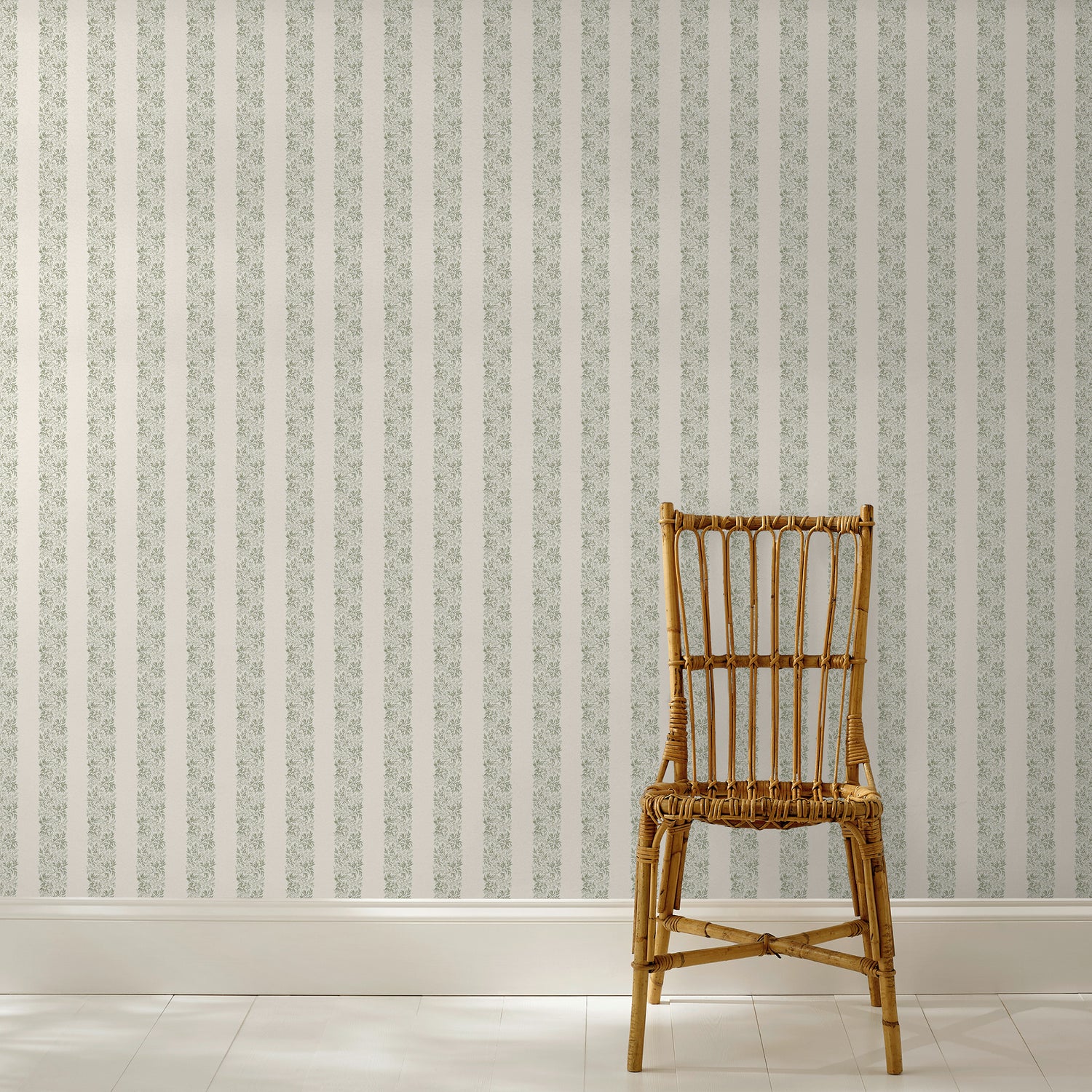 Heritage Garden Stripe Wallpaper in moss color - pattern number 146819 - by Martha Stewart in the Martha Stewart AW26 collection