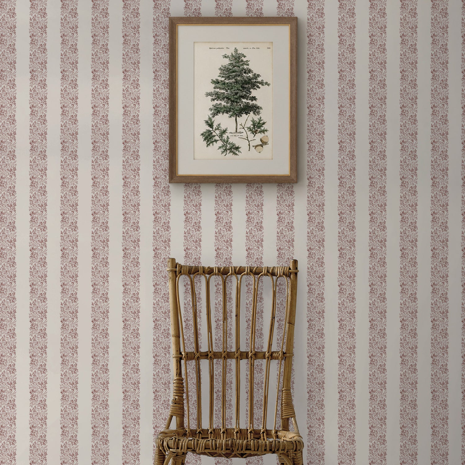 Heritage Garden Stripe Wallpaper in russet color - pattern number 146821 - by Martha Stewart in the Martha Stewart AW26 collection