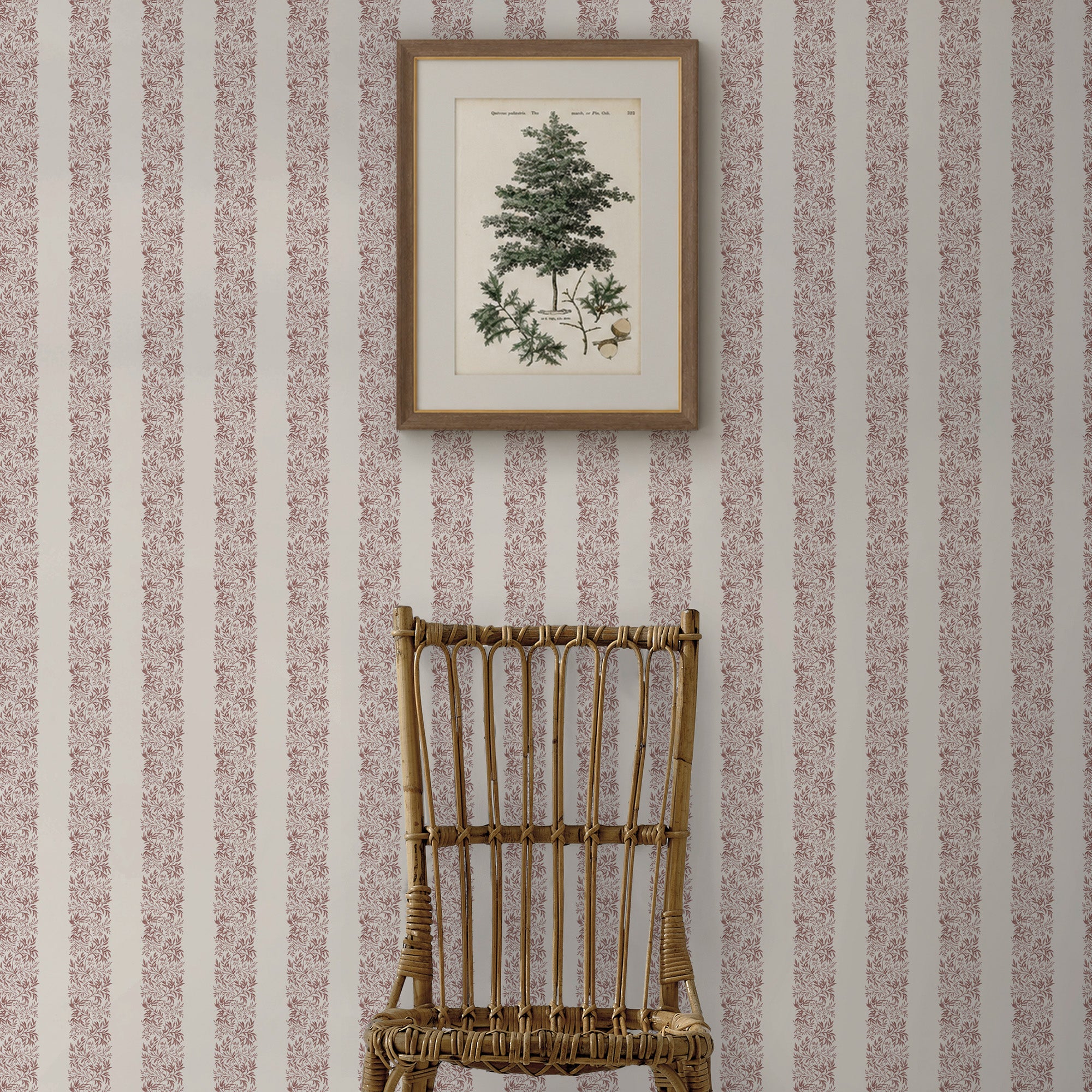 Heritage Garden Stripe Wallpaper in russet color - pattern number 146821 - by Martha Stewart in the Martha Stewart AW26 collection