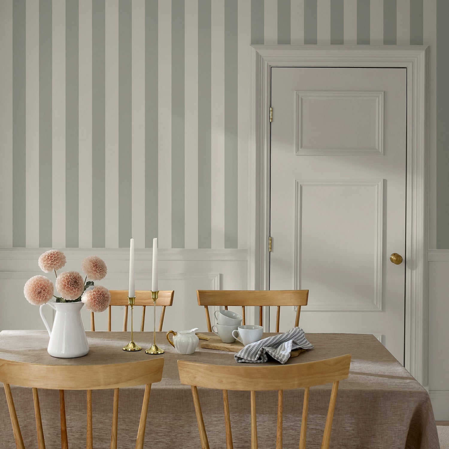 Classic Stripe Wallpaper in fennel seed color - pattern number 146825 - by Martha Stewart in the Martha Stewart AW26 collection