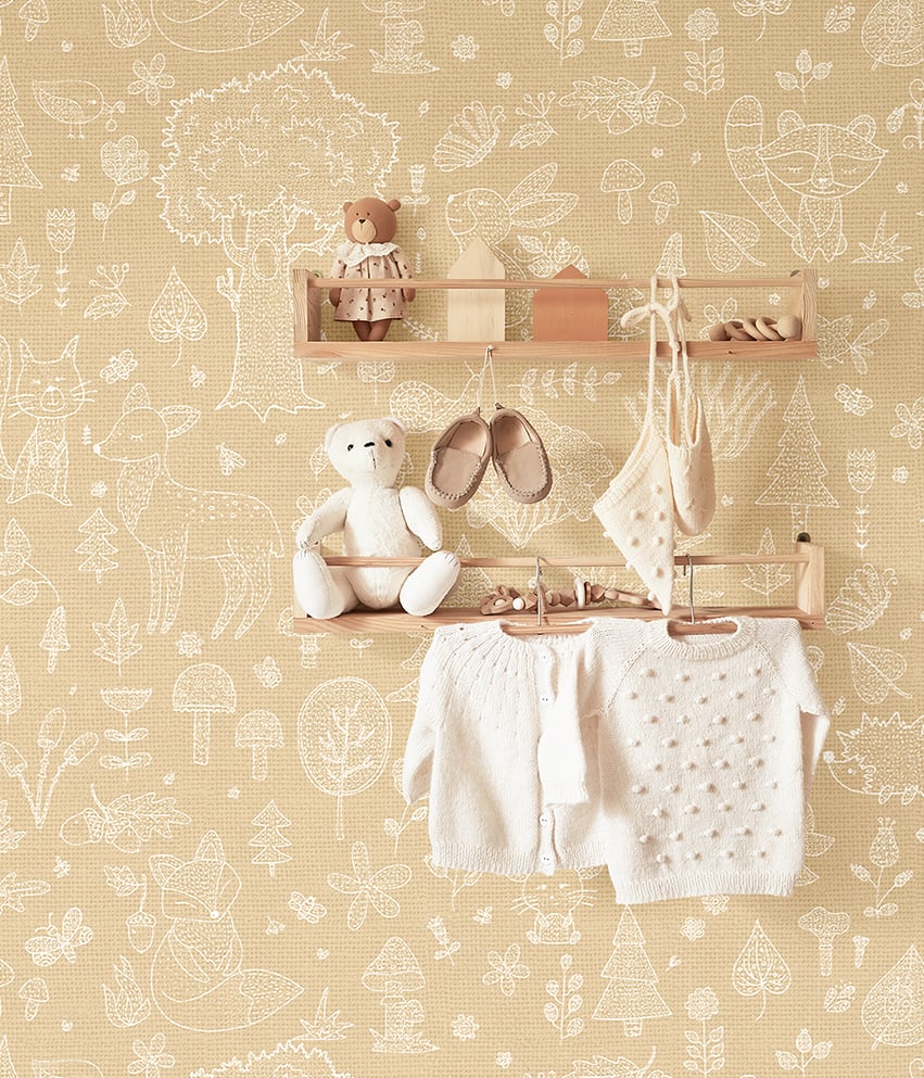 Kids wallpaper in yellow color - pattern number 14808 - by Galerie in the Little Explorers 2 collection