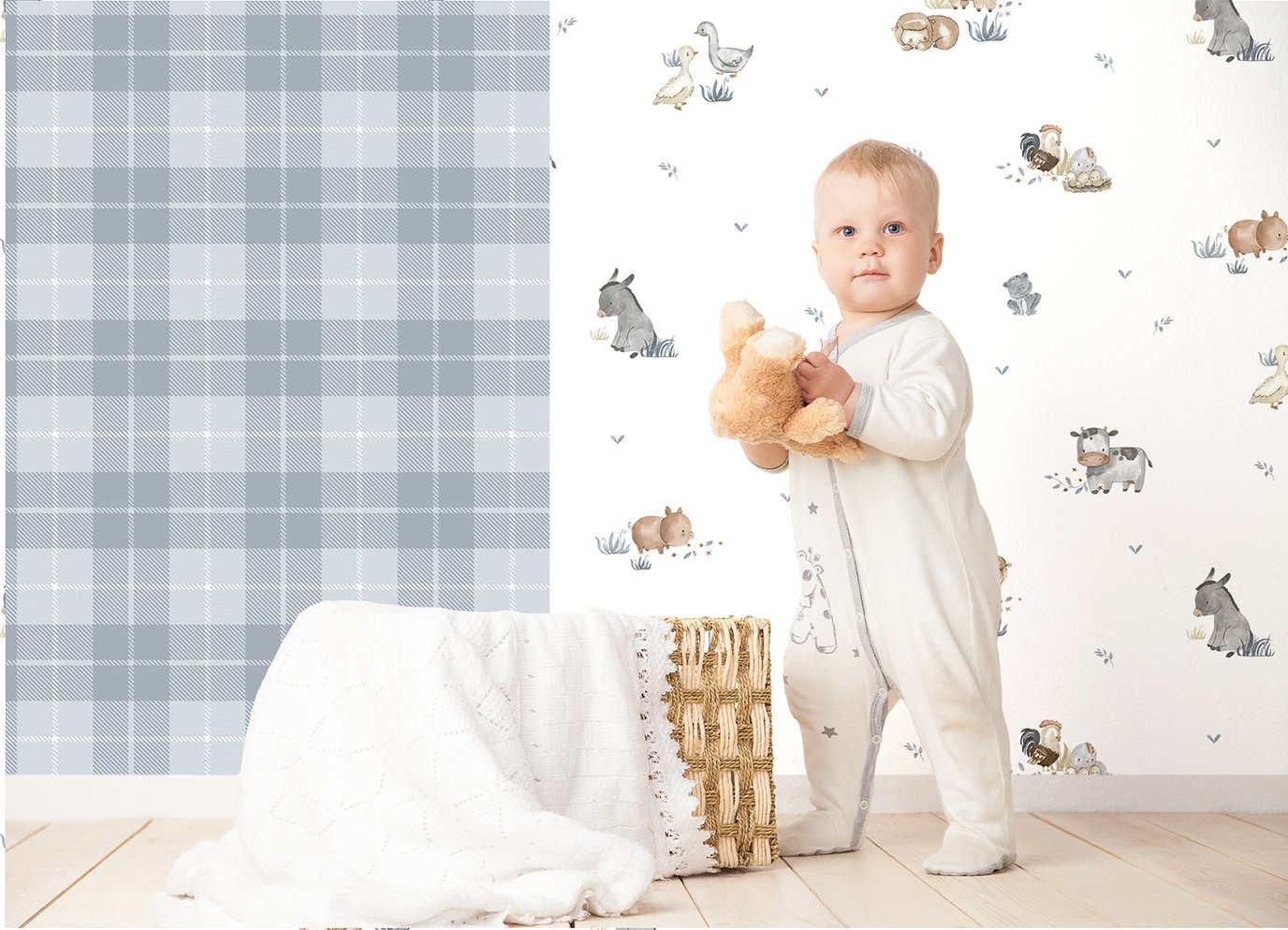 Kids wallpaper in white color - pattern number 14830 - by Galerie in the Little Explorers 2 collection