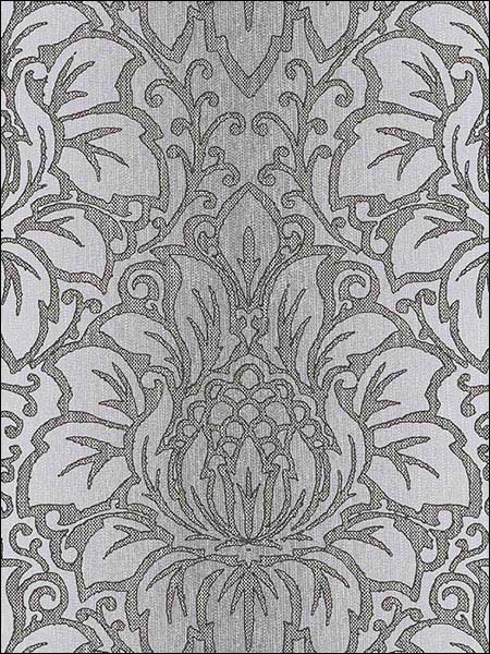 Damask Striped wallpaper in black grey metallic silver color - pattern number TX34822 - by Patton Norwall in the Texture Style 2 collection