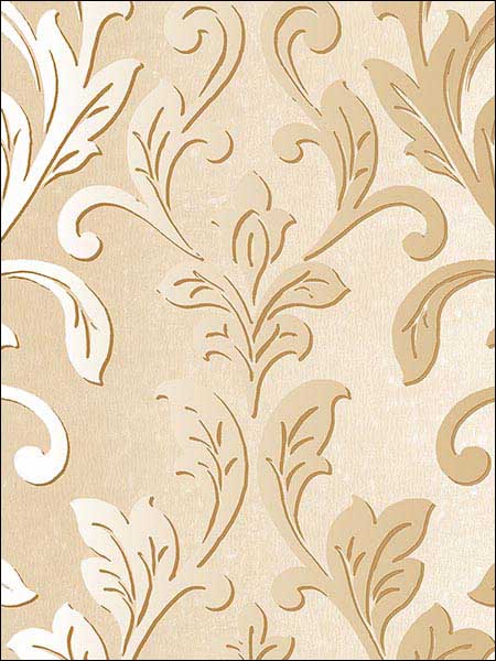Silver Leaf Damask fabric in cream metallic gold color - pattern number TX34842 - by Patton Norwall in the Texture Style 2 collection