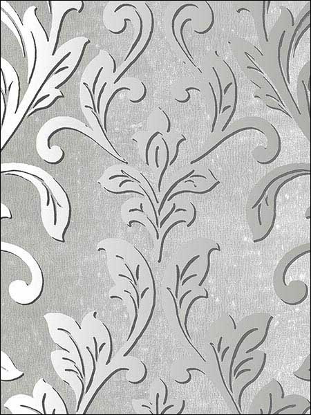 Silver Leaf Damask fabric in black grey color - pattern number TX34843 - by Patton Norwall in the Texture Style 2 collection