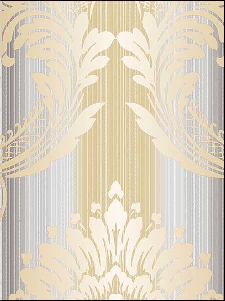 String Damask fabric in metallic cream color - pattern number CS35605 - by Patton Norwall in the Classic Silks 2 collection