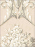 Floral Damask wallpaper in metallic cream white color - pattern number CS35624 - by Patton Norwall in the Classic Silks 2 collection