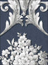 Floral Damask wallpaper in metallic blue white color - pattern number CS35627 - by Patton Norwall in the Classic Silks 2 collection