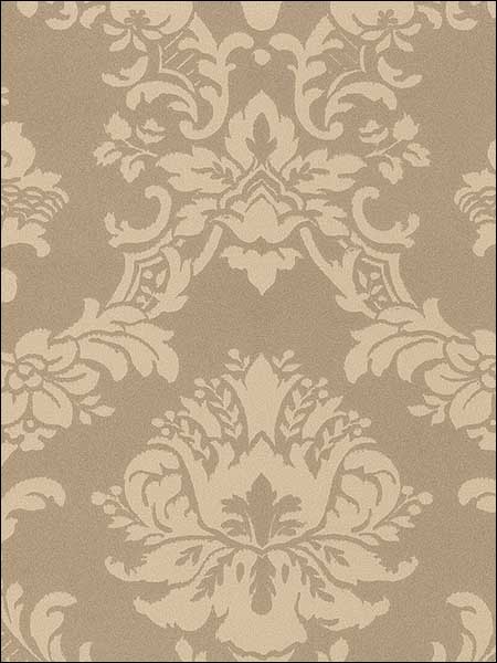 Document Damask fabric in metallic beige brown color - pattern number SL27541 - by Patton Norwall in the Classic Silks 2 collection