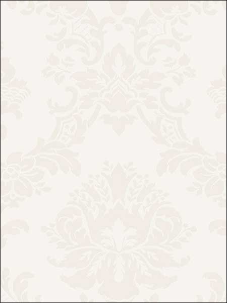 Document Damask fabric in metallic off white color - pattern number SL27545 - by Patton Norwall in the Classic Silks 2 collection