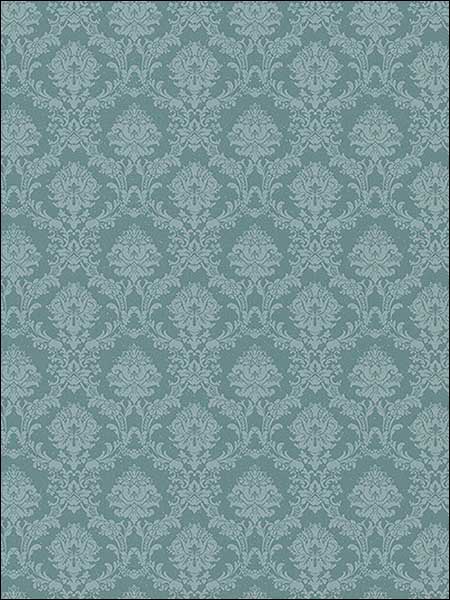 Mini Damask wallpaper in teal beige color - pattern number SL27570 - by Patton Norwall in the Classic Silks 2 collection