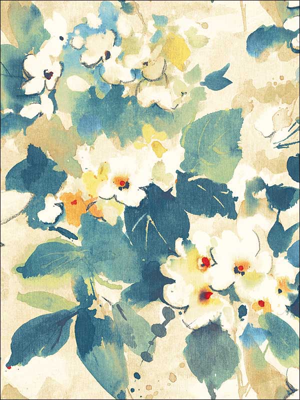 Chambon fabric in cerulean tan and orange color - pattern number LG90302 - by Seabrook in the Lugano collection