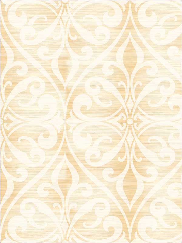 Chambon Ogee fabric in pumpkin and off white color - pattern number LG90407 - by Seabrook in the Lugano collection