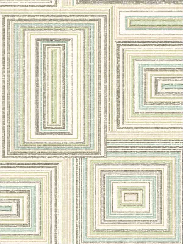 Attersee Squares fabric in turquoise mint and tan color - pattern number LG90504 - by Seabrook in the Lugano collection