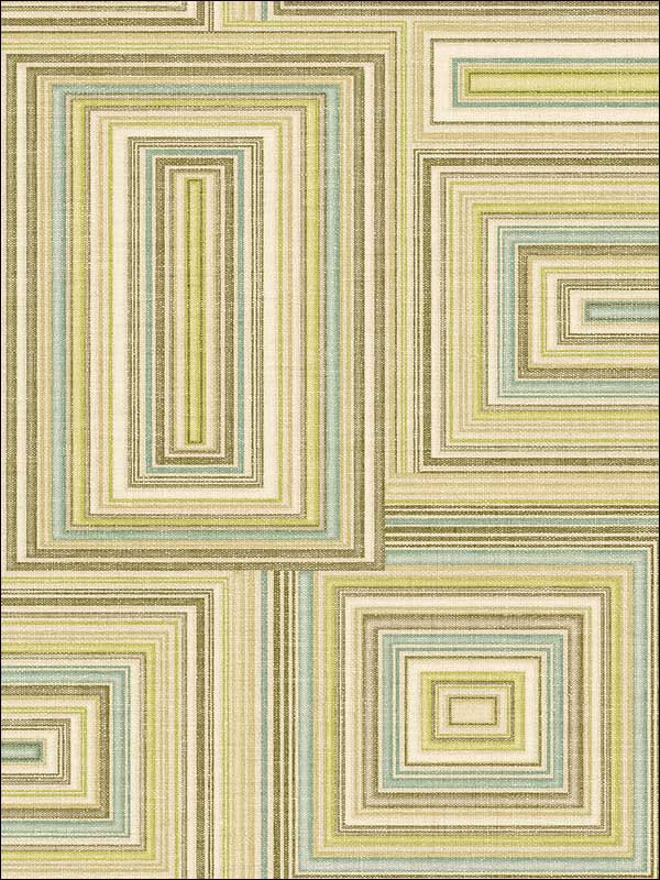 Attersee Squares fabric in turquouse lime green and oat color - pattern number LG90507 - by Seabrook in the Lugano collection