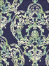 Roxen Damask wallpaper in navy off white and mint color - pattern number LG90712 - by Seabrook in the Lugano collection