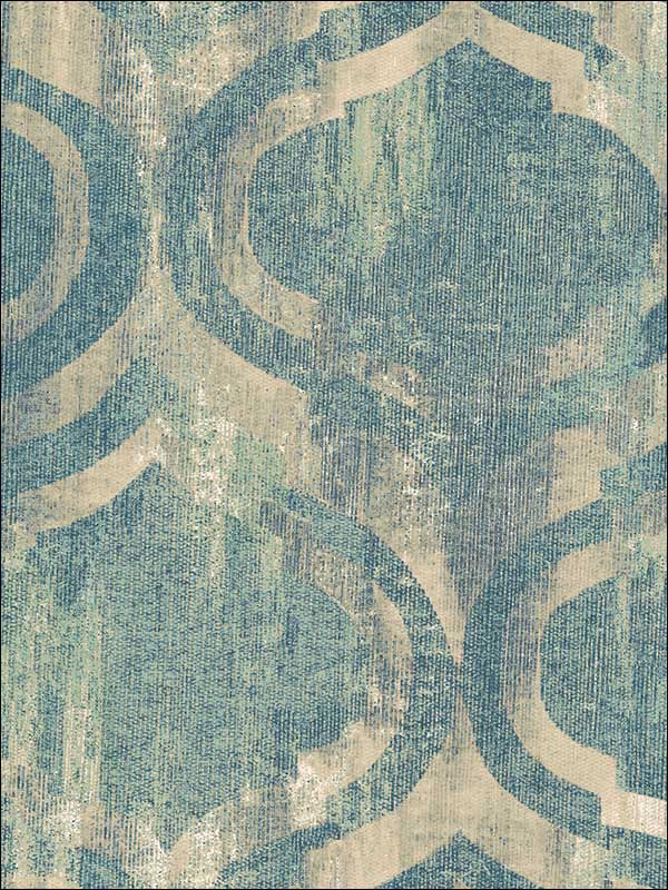 Old Danube Ogee fabric in teal and gold color - pattern number LG90802 - by Seabrook in the Lugano collection