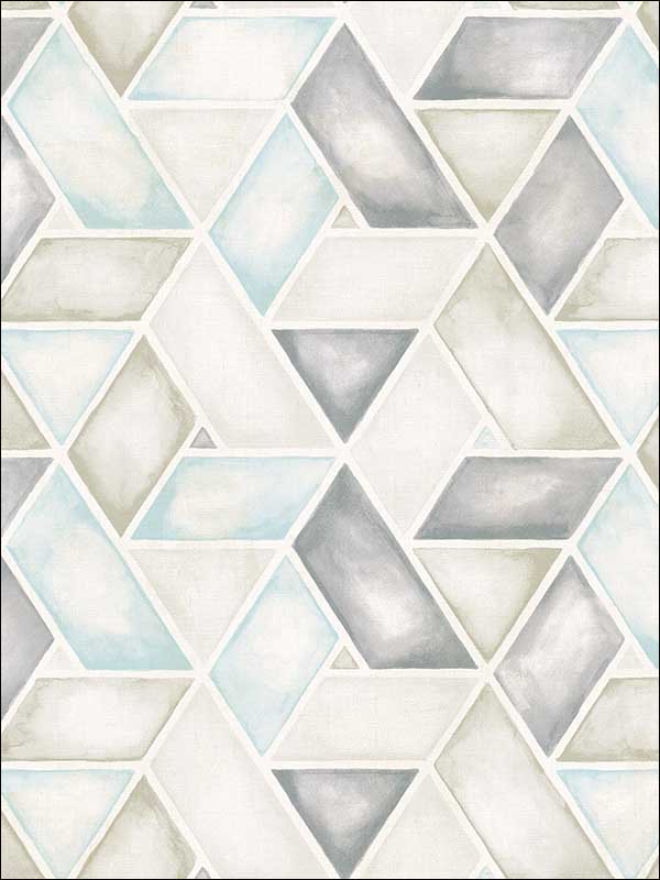 Kentmere Geo wallpaper in baby blue pewter and gray color - pattern number LG91302 - by Seabrook in the Lugano collection