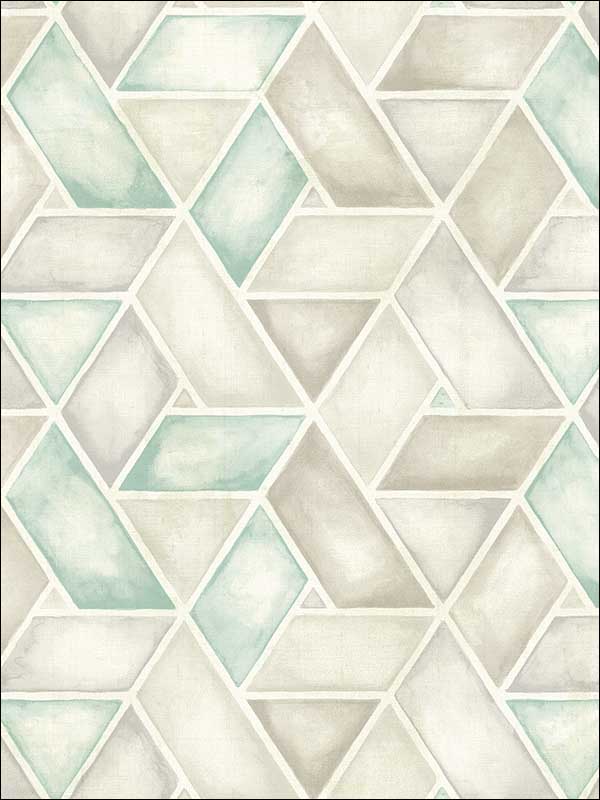 Kentmere Geo wallpaper in teal gray and white color - pattern number LG91306 - by Seabrook in the Lugano collection
