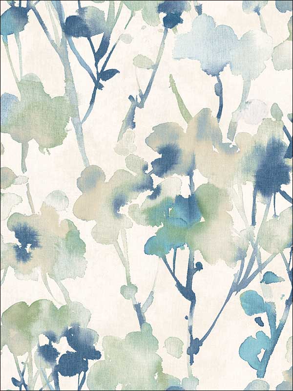 Faravel fabric in prussian blue greige and off white color - pattern number LG91402 - by Seabrook in the Lugano collection