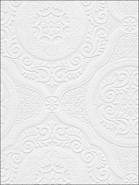 Jacobean Tile Paintable wallpaper in white color - pattern number 48932 - by Patton Norwall in the Architectural Inspirations collection