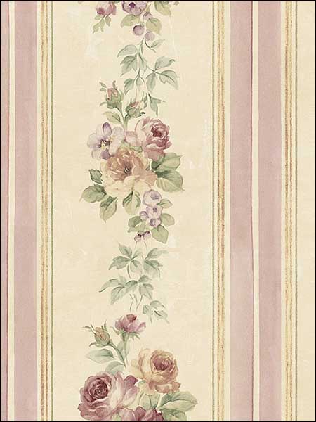 Small Rose Stripe fabric in burgundy pink green color - pattern number CG28802 - by Patton Norwall in the Rose Garden 2 collection