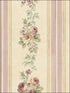 Small Rose Stripe fabric in burgundy pink green color - pattern number CG28802 - by Patton Norwall in the Rose Garden 2 collection