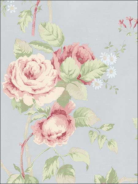 Linen Rose fabric in blue pink green color - pattern number CG28815 - by Patton Norwall in the Rose Garden 2 collection