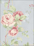 Linen Rose fabric in blue pink green color - pattern number CG28815 - by Patton Norwall in the Rose Garden 2 collection