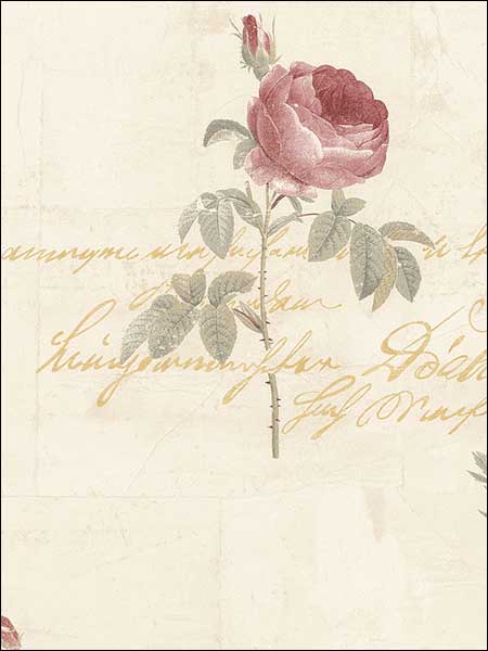 Script Rose fabric in red tan metallic gold color - pattern number CG28860 - by Patton Norwall in the Rose Garden 2 collection