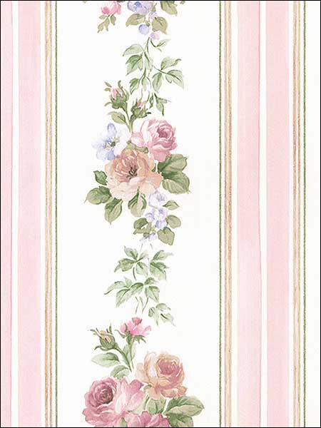Small Rose Stripe fabric in pink blue color - pattern number CN24639 - by Patton Norwall in the Rose Garden 2 collection
