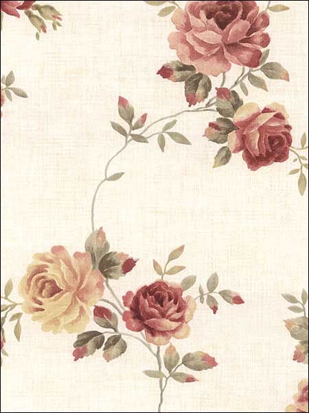 Rose Trail fabric in yellow red green beige color - pattern number CN26564 - by Patton Norwall in the Rose Garden 2 collection