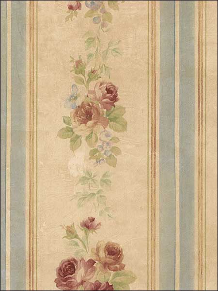 Small Rose Stripe fabric in beige red blue green color - pattern number CN26573 - by Patton Norwall in the Rose Garden 2 collection