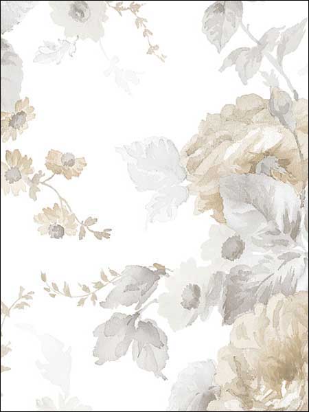 La Rosa wallpaper in grey beige color - pattern number RG35723 - by Patton Norwall in the Rose Garden 2 collection
