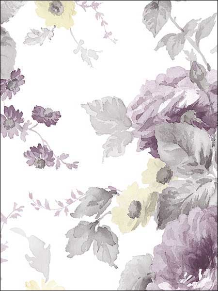 La Rosa wallpaper in grey purple color - pattern number RG35725 - by Patton Norwall in the Rose Garden 2 collection