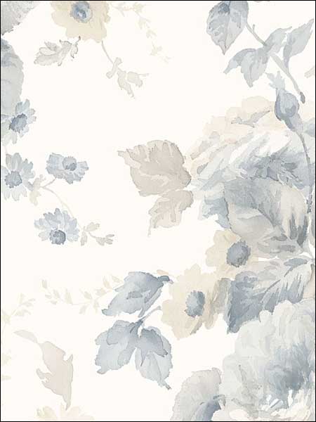 La Rosa wallpaper in blue beige color - pattern number RG35727 - by Patton Norwall in the Rose Garden 2 collection