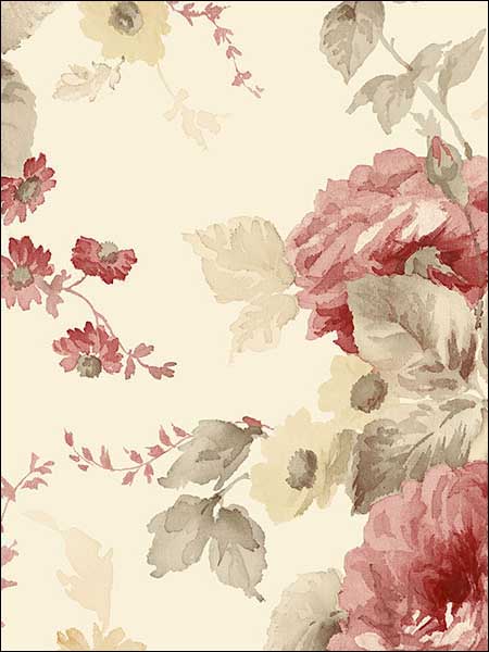 La Rosa wallpaper in yellow red green color - pattern number RG35728 - by Patton Norwall in the Rose Garden 2 collection