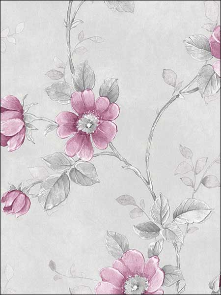 Poppy Wallpaper wallpaper in pink grey color - pattern number RG35733 - by Patton Norwall in the Rose Garden 2 collection
