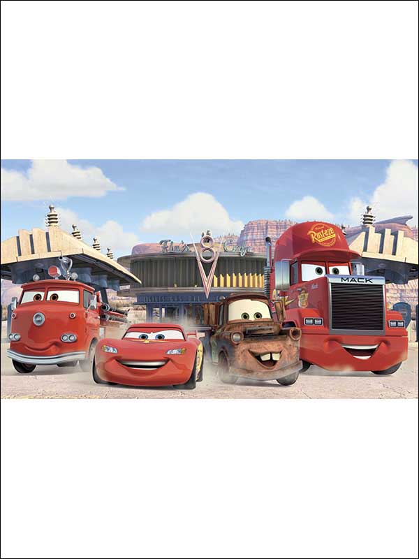Disney Cars Friends Finish 7 Panel mural in red color - pattern number JL1303M - by York in the York Murals collection
