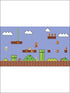 Retro Super Mario XL 7 Panel fabric in blue color - pattern number JL1331M - by York in the York Murals collection