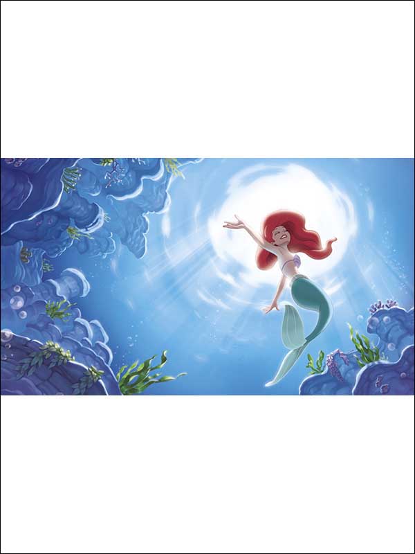 Little Mermaid Part of Your World 7 Panel fabric in blue color - pattern number JL1370M - by York in the York Murals collection