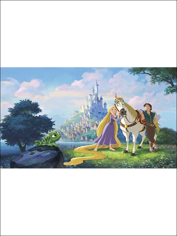 Disney Tangled XL 7 Panel mural in blue color - pattern number JL1378M - by York in the York Murals collection