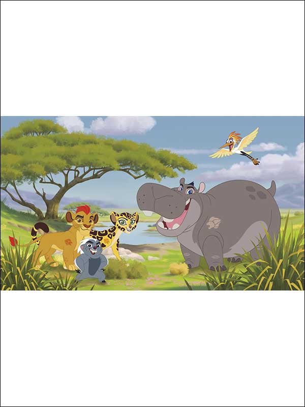 Lion Guard XL 7 Panel mural in green color - pattern number JL1382M - by York in the York Murals collection
