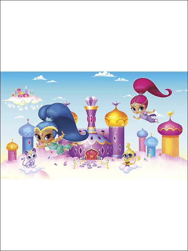 Shimmer And Shine XL 7 Panel mural in pink color - pattern number JL1385M - by York in the York Murals collection